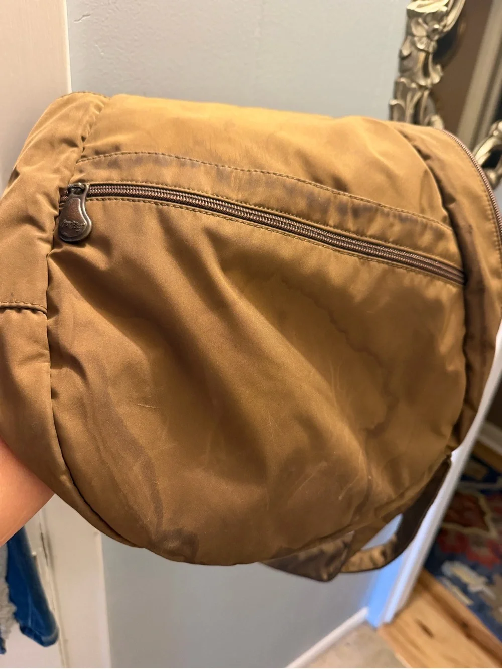Ameribag Brown Sling Messenger with Front Zipper Pocket